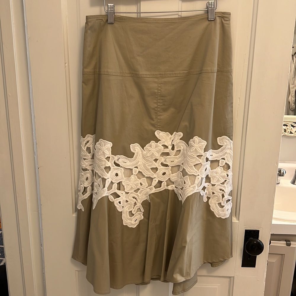 Derek Lam // Khaki Lace Detail Skirt - Picture 5 of 8
